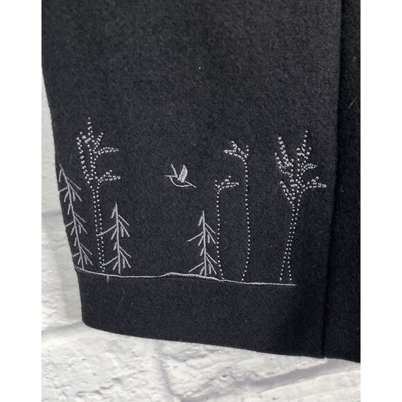 IBEX Women's Black Wool Embroidered Full Zip Coat XS - Picture 6 of 7